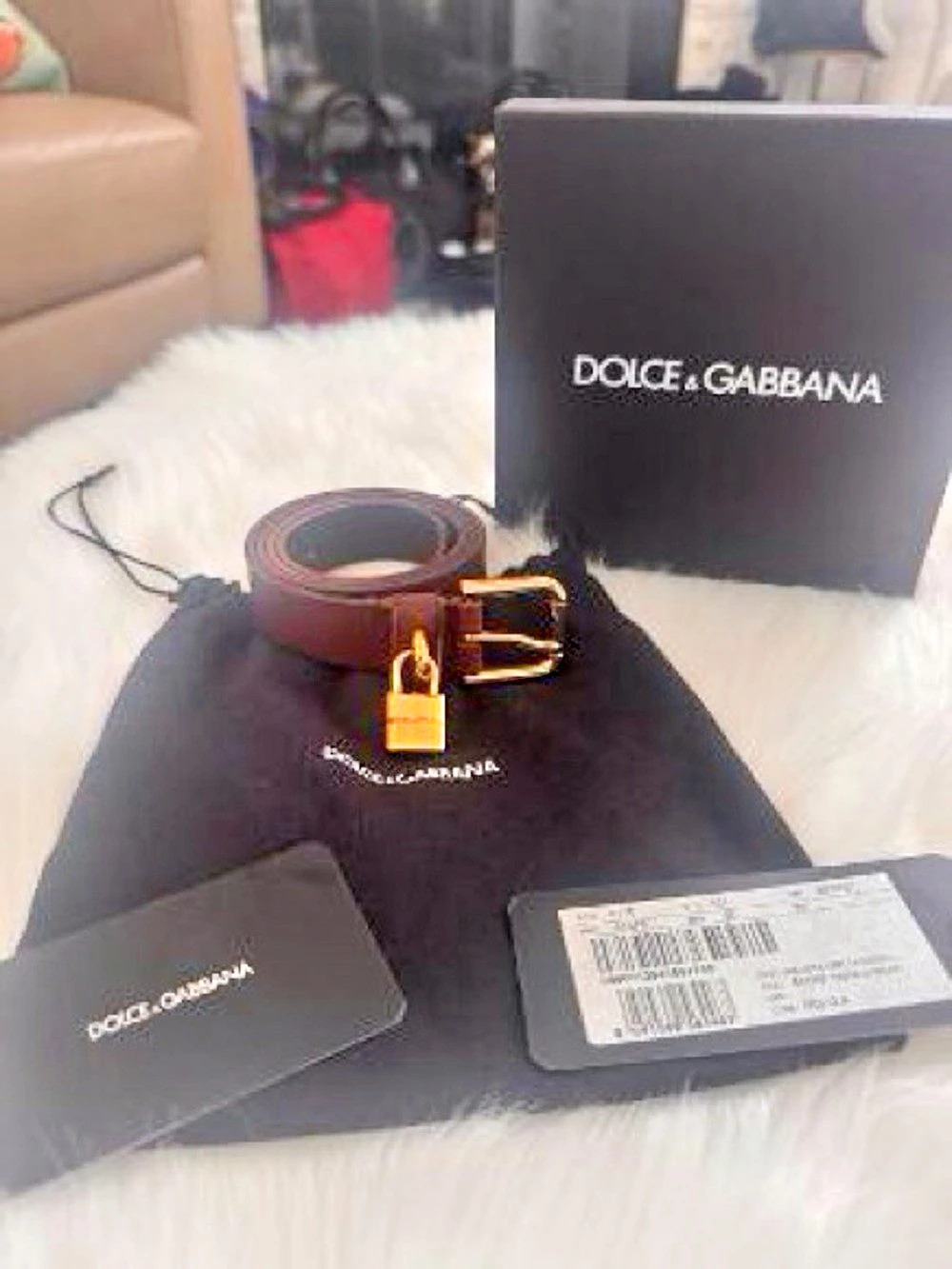 Dolce & Gabbana Padlock Leather Belt Brown